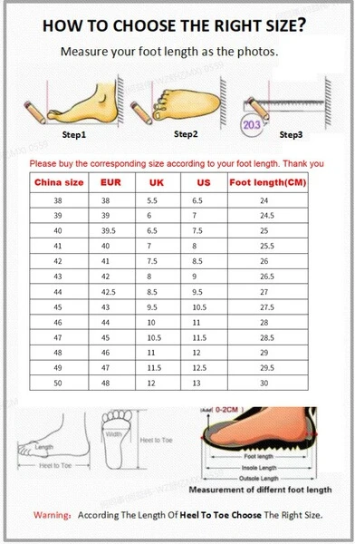 Size chart for Men's Premium Leather Fisherman Sandals