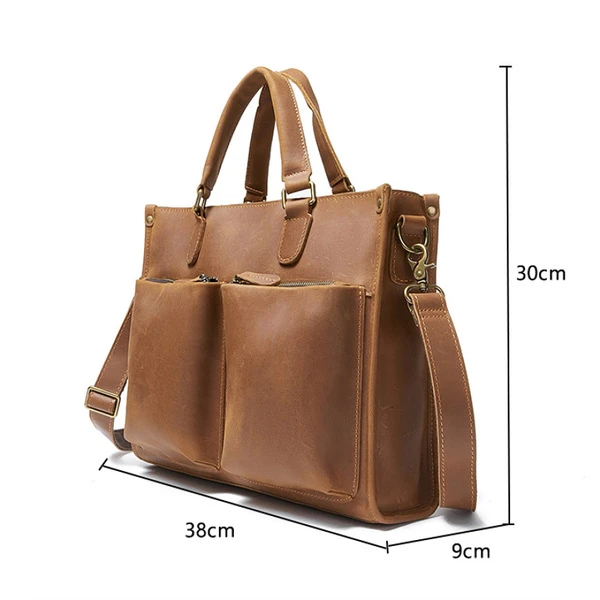 Size chart for Premium Genuine Leather Business Messenger Bag