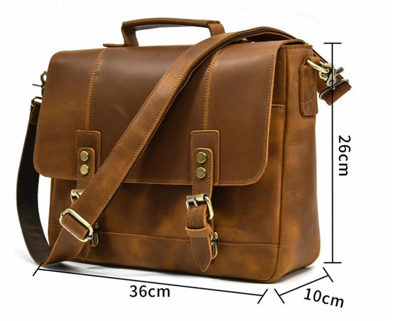 Size chart for Premium Vintage Genuine Leather Messenger Briefcase