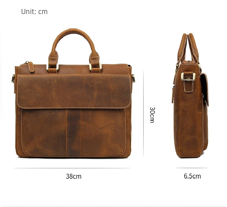 Size chart for Premium Brown Leather Laptop & Office Bag
