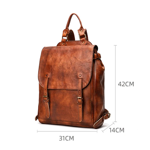 Size chart for Premium Vintage Brown Leather Backpack