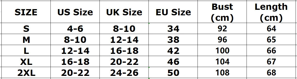 Size chart for Women’s Premium Printed Long Sleeve Casual Shirt
