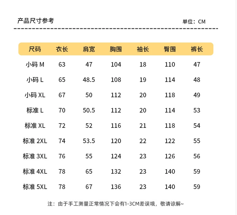 Size chart for Men’s Anime Character Printed T-Shirt & Shorts Set