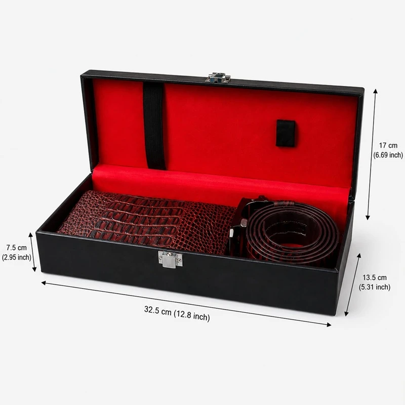 Size chart for Premium Crocodile-Pattern Leather Belt & Wallet Gift Set