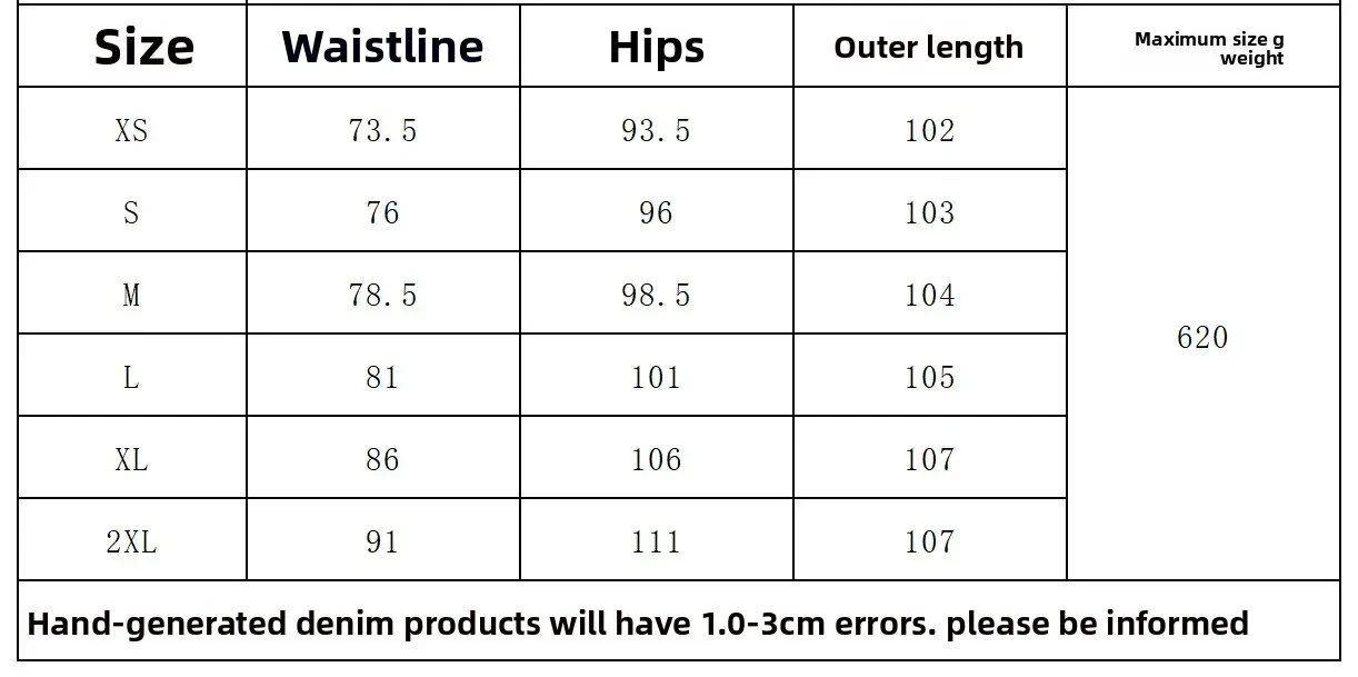 Size chart for Men’s Premium Distressed Cargo Jeans