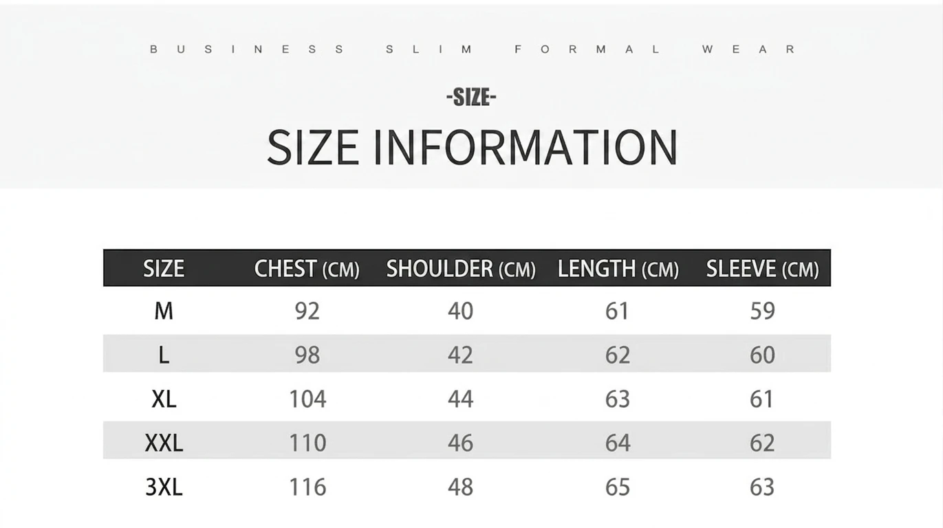 Size chart for Men’s Premium Black Genuine Leather Jacket