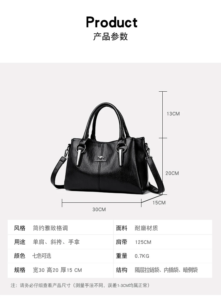 Size chart for Premium Women’s Vintage Leather Handbag